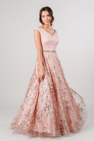 Blush Modest Prom Dress
