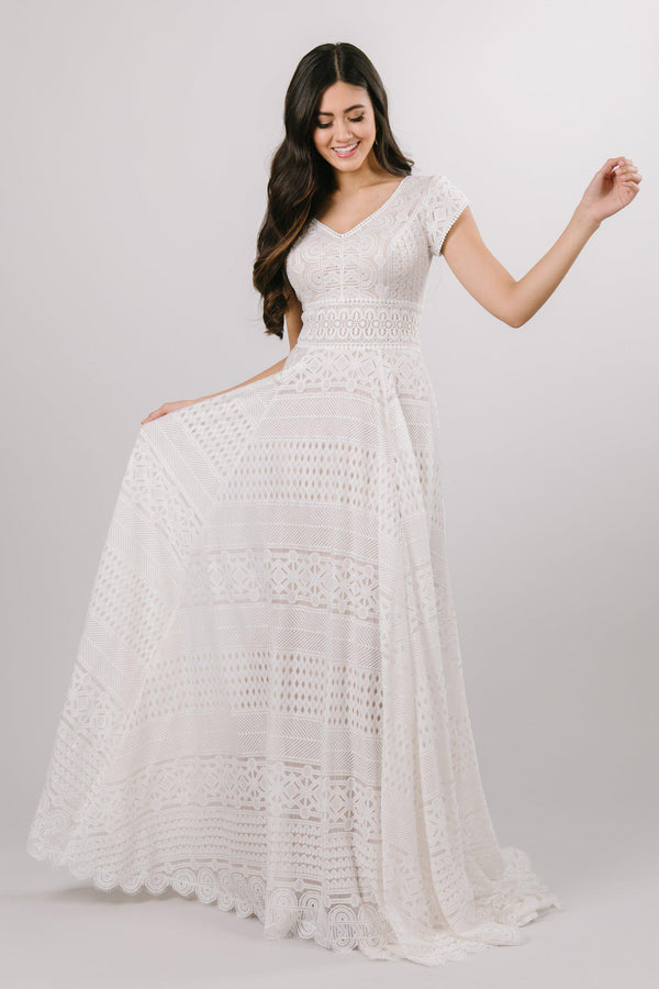 modest white wedding dresses