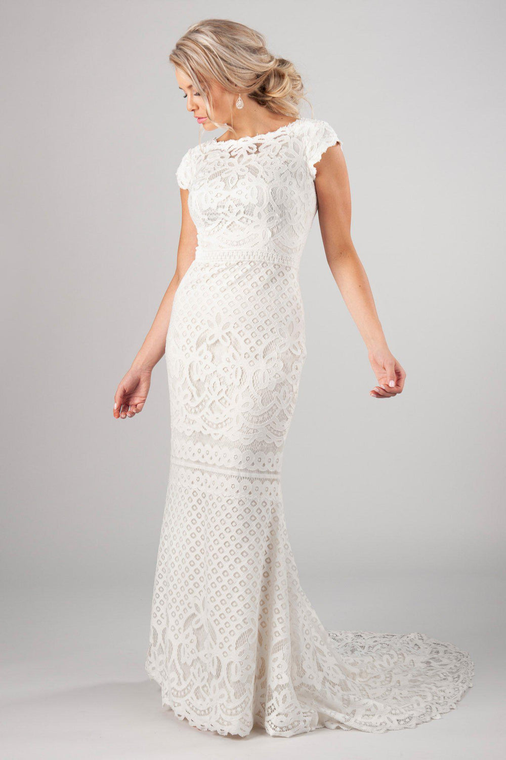 Mormon Dresses: The Arwen | Bell sleeve wedding dress, Modest wedding  dresses, Wedding dresses strapless