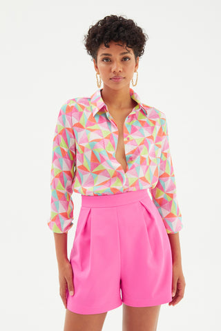 Pattern Pink Button-up Shirt