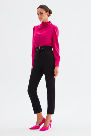 High Waist Black Pants with Belt