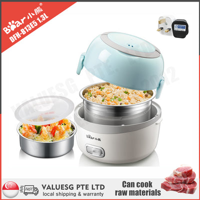 Stock Clearance Promotion】Bear DFH-B13E5 1.3L Electric Lunch Box/ Mini Rice  Cooker/ SG Plug/ 1 Year SG Warranty, Value.SG
