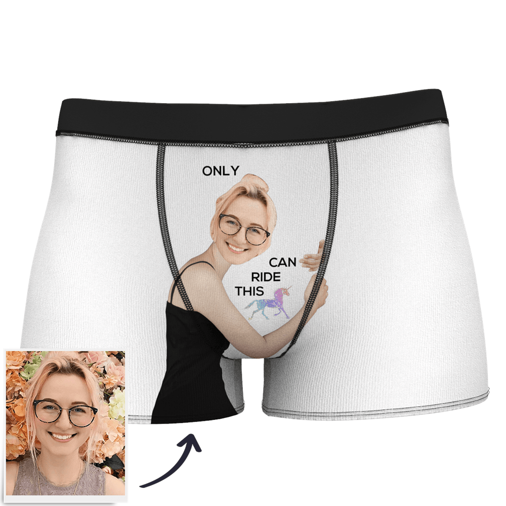 Men's Custom Face On Body Boxer Shorts - Only I can ride it | Custom ...