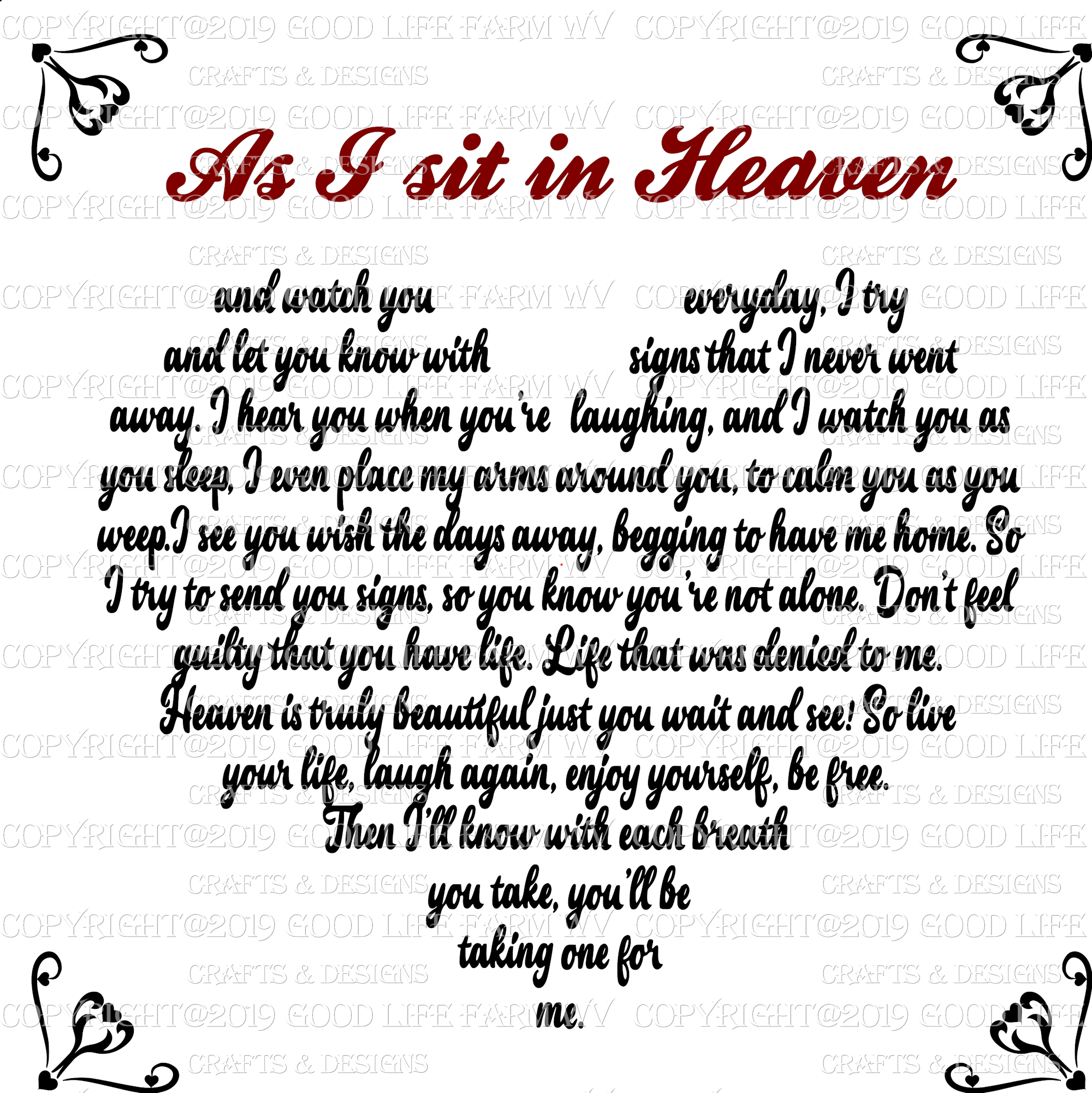 As I Sit In Heaven Heart Svg Jpeg Png Eps Cutting File Instant Good Life Farm Crafts Designs