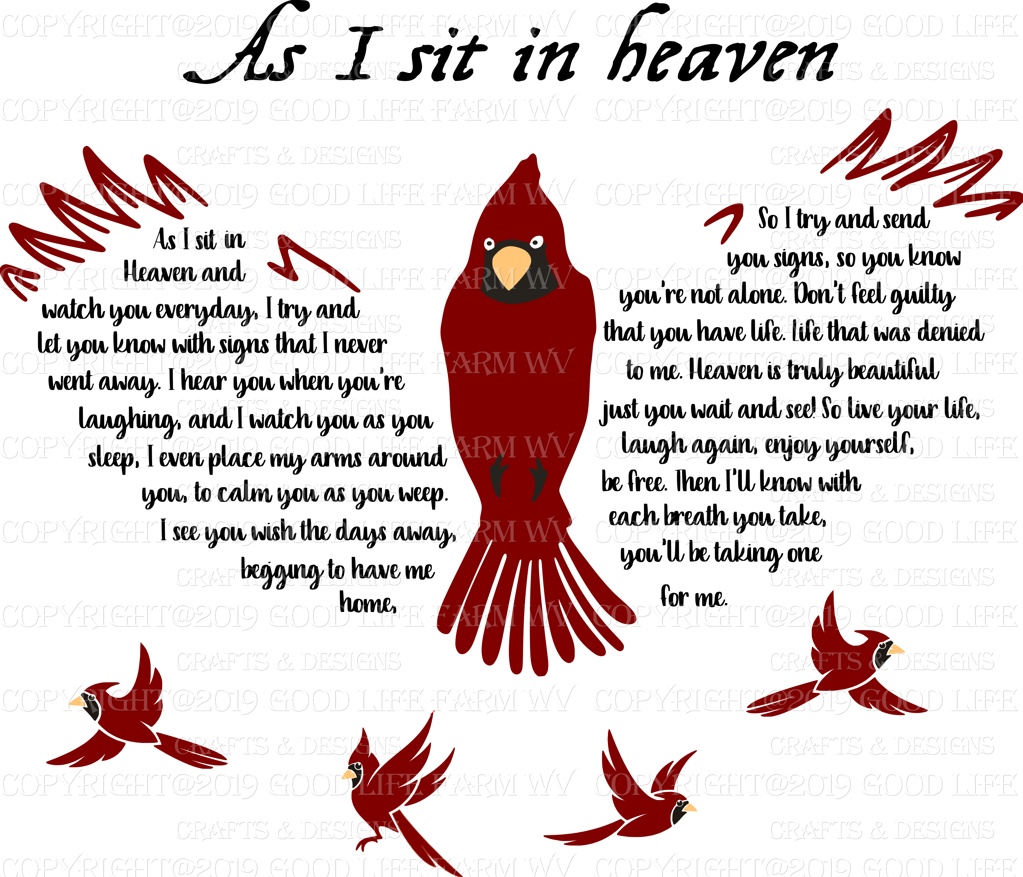 As I Sit In Heaven Cardinal Svg Jpeg Png Eps Cutting File Inst Good Life Farm Crafts Designs