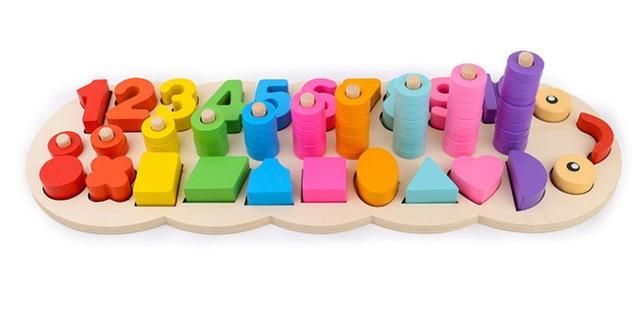 Wooden Educational Toy for Learning Shapes and Colours Count Game