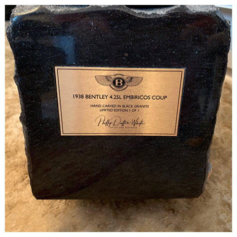 Bentley car model carved from black galaxy granite 