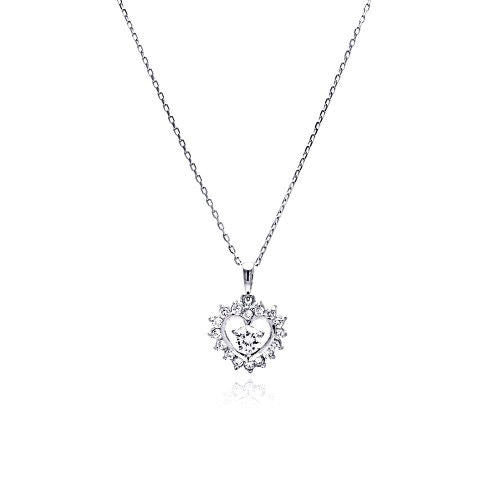 Womens 925 sterling silver open heart cz necklace