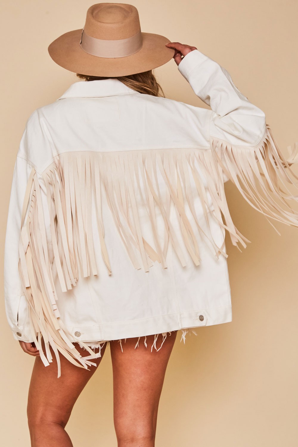 Tailgate White Fringe Denim Jacket – Haute2Wear