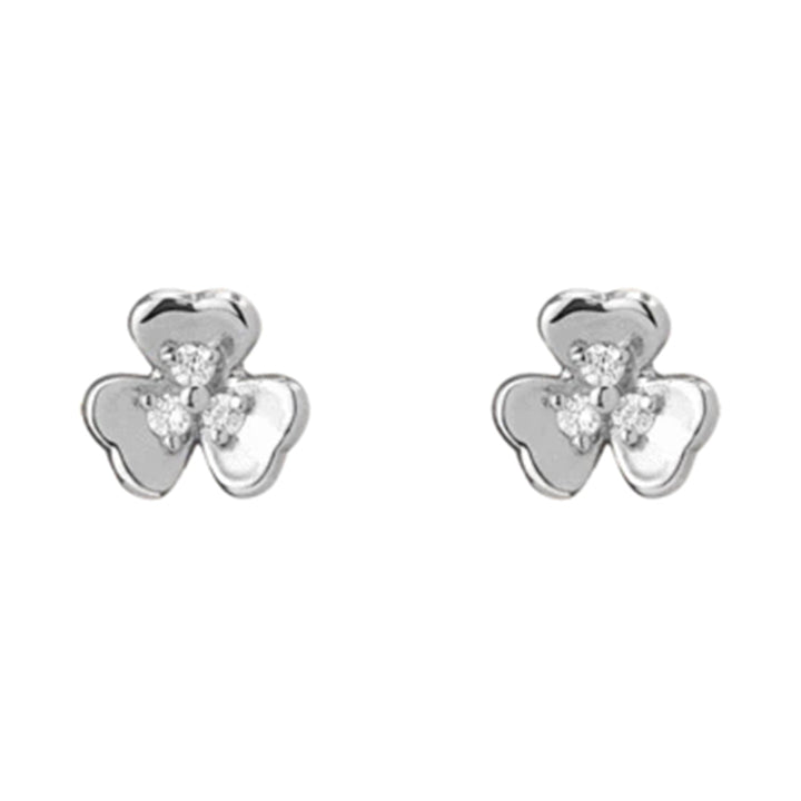 FE0254 925 Sterling Silver Clover Stud Earrings