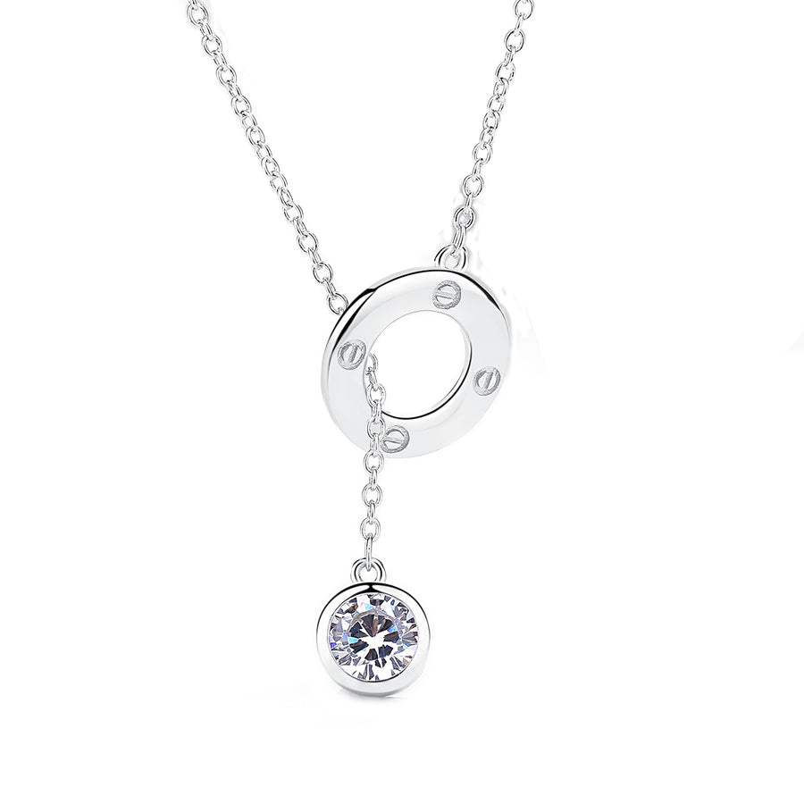 GX1005 925 Sterling Silver Zircon Stone Necklace