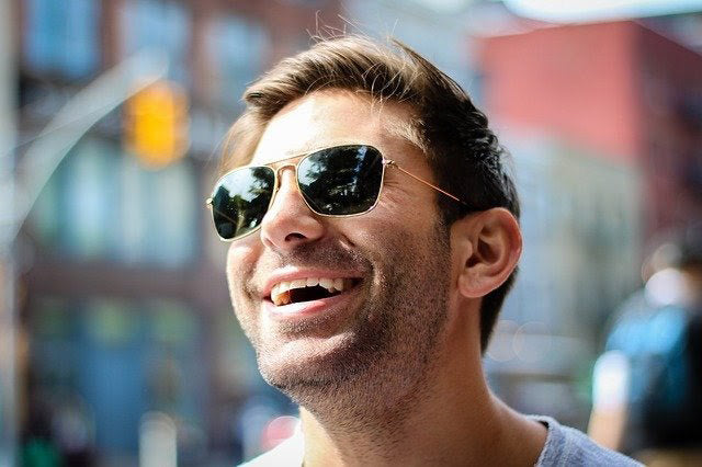 happy man with sunglasses