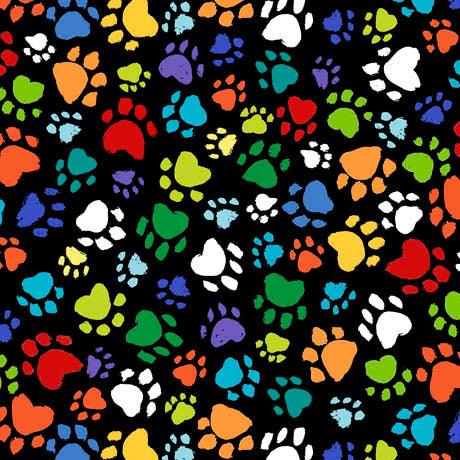 View Timeless Treasures - Pop Cats - Black Paw Prints - 29533-1