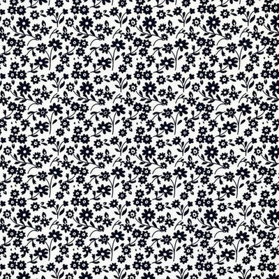 Fiori 2 by Gordon Fabrics - White with Black Flowers