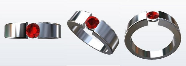 bague moderne or blanc rubis