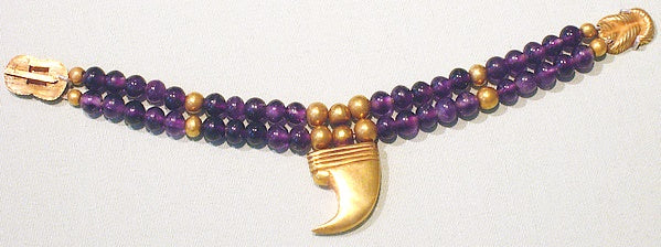 bracelet de cheville egyptien fait de perles d'améthystes