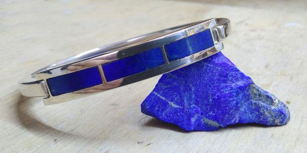 bracelet jonc lapis lazuli pour homme en argent
