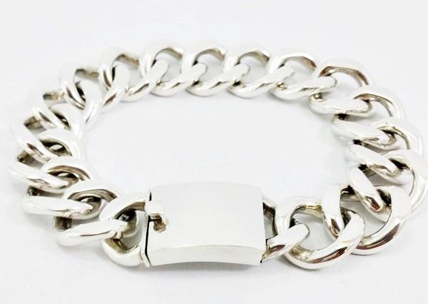 bracelet maille gourmette large en argent