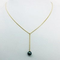 collier or avec perle de nacre noire