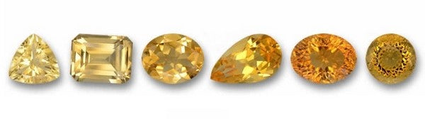 variations de couleur de la pierre de citrine