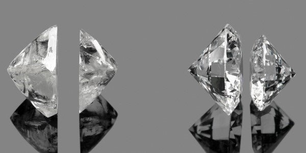 comparatif diamant brut et diamant taillé