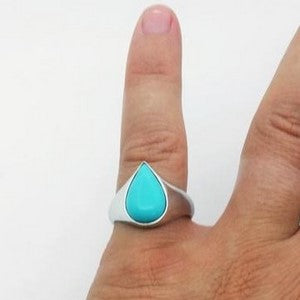 bague argent large avec turquoise naturelle pour femme