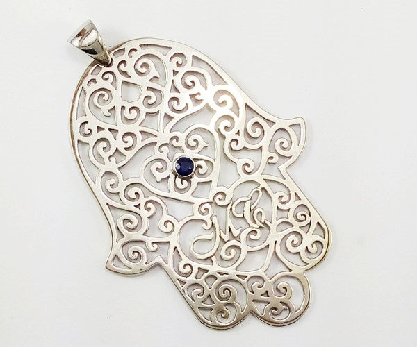 Pendentif main de fatma ou Hamsa en or blanc 18 carats