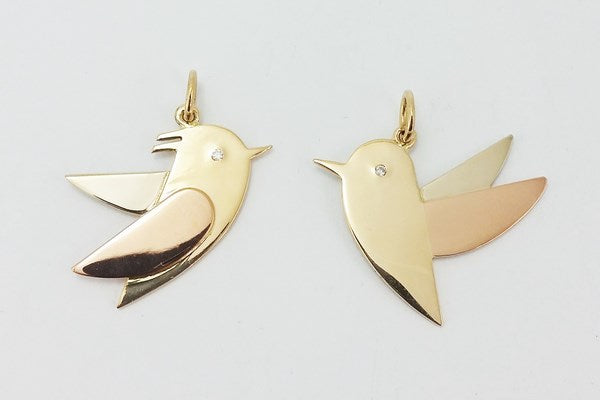 pendentifs oiseaux en or 18k