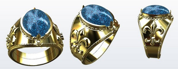 vue virtuelle de bague tanzanite véritable en or