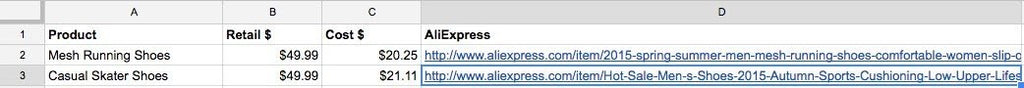Excel таблиця для контролю продажів дропшипінг товарів з AliExpress