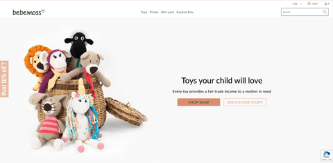 Bebemoss - Shopify магазин: производство экологичных детских игрушек