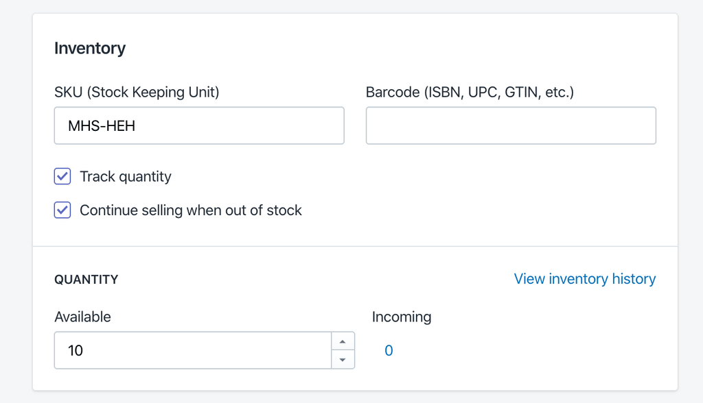 Параметри товару в Shopify - SKU, Barcode та інвентарна кількість