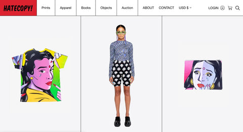 Искусство Hatecopy украшает одежду и другие товары на собственном сайте Марии