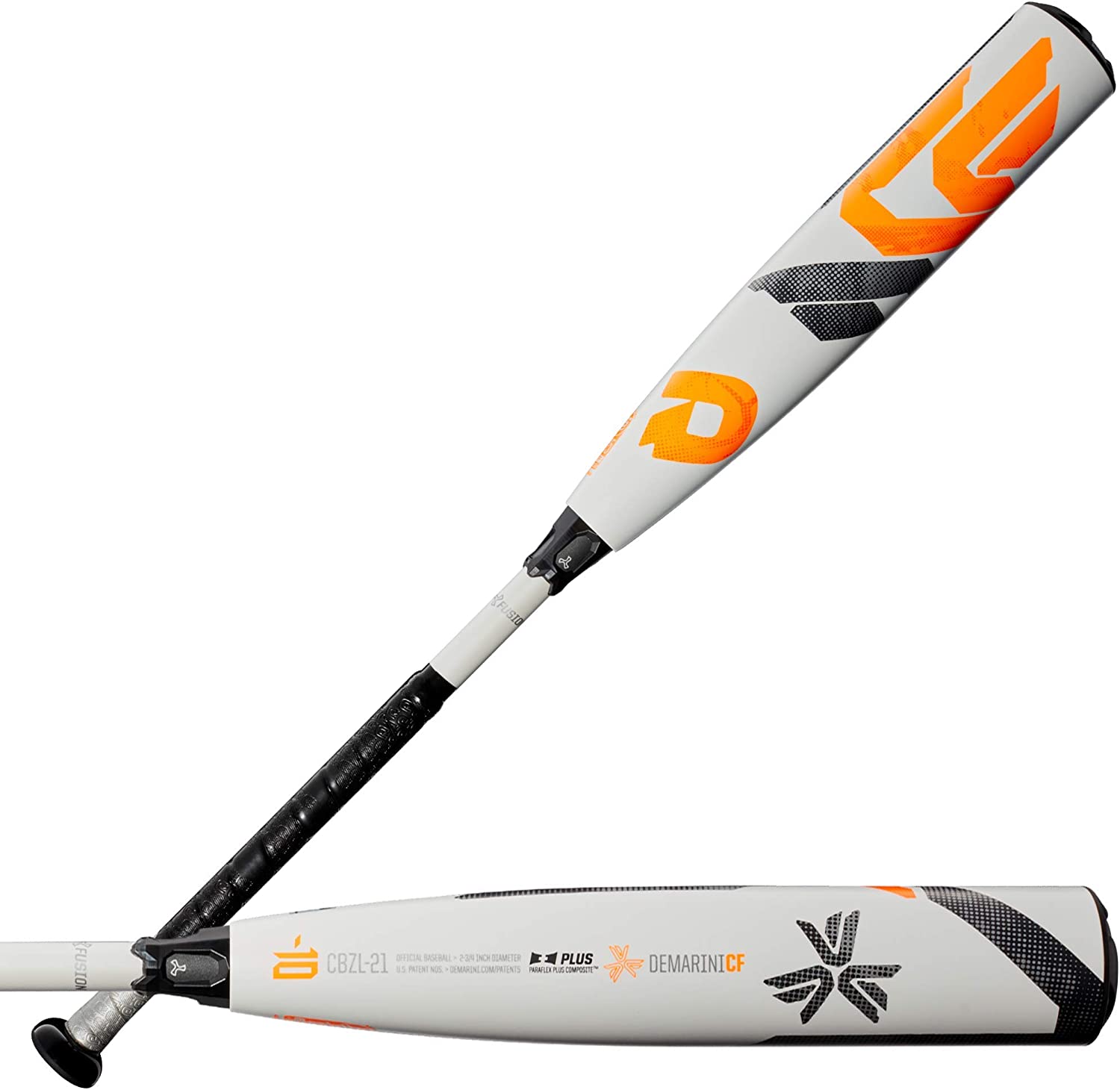 New Demarini CF (10) USSSA Baseball Bat 2 3/4" Barrel White/Orange