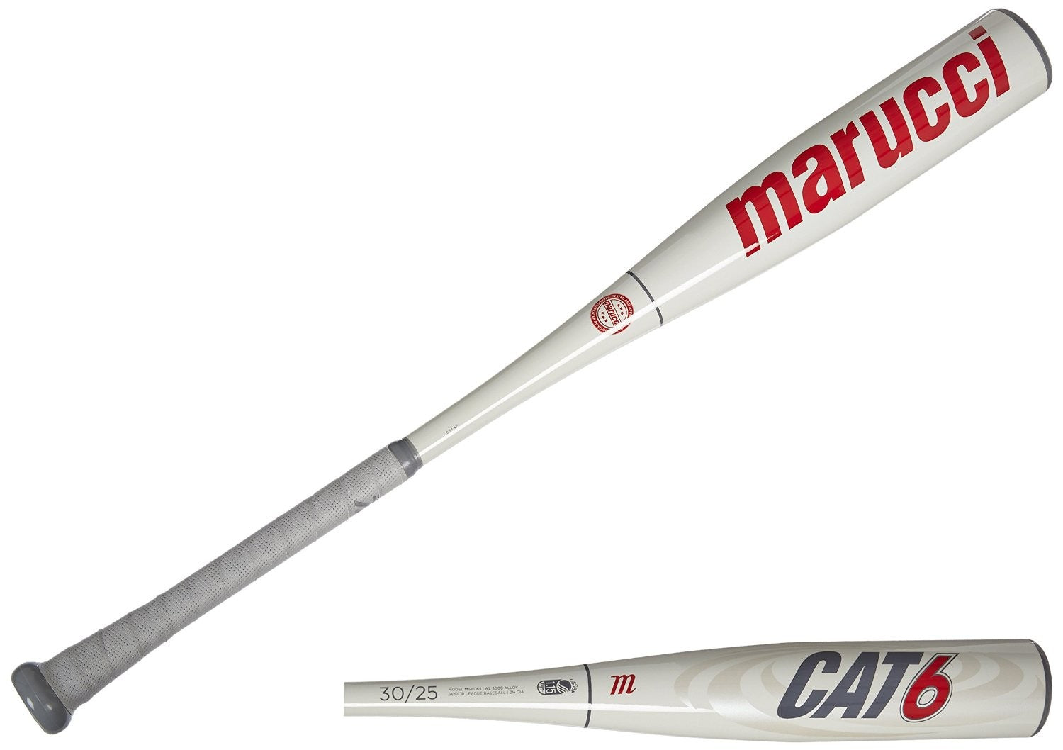 New Marucci Cat 6 MSBC68 Senior League Baseball Bat 2 5/8" White/Gray