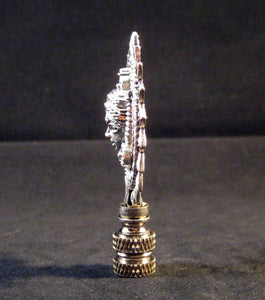 TIBETAN SUN GOD Lamp Finial-Antique Silver Finish-Satin Nickel Base-De ...