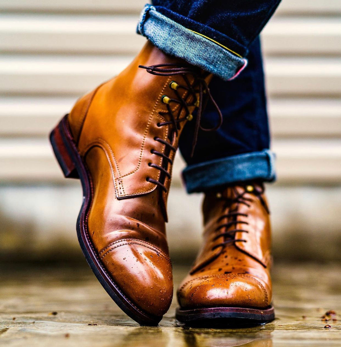 Carmina Shoemaker Brown Shell Cordovan Derby Cap Toe Boot – Pure Polish ...