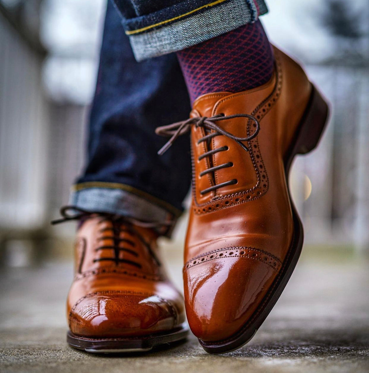 Carmina Shoemaker Brown Shell Cordovan 80406 Cap Toe Quarter Brogue Ox ...