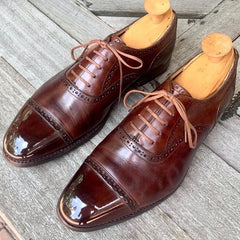 After shining and patina on Meermin Mallorca quarter brogue shoes