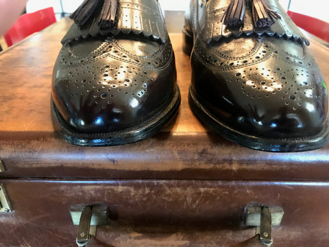 Two layered mirror shine on the toes of Allen Edmonds Arlington Loafers