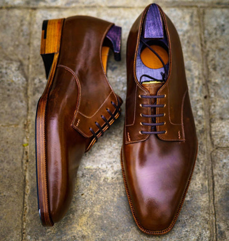 Acme Shoemaker Brown Shell Cordovan Chiseled Toe Derby Shoe – Pure ...