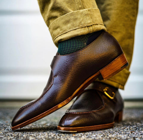 Acme Shoemaker Brown Calfskin  Split Toe, Loafer, Monk-Strap Shoe