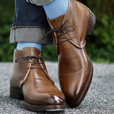 Antonio Meccariello / Yeossal Tyersall Chukka Boots in Horween Hatch Grain polished with Cleaner Conditioner and Cream Polish