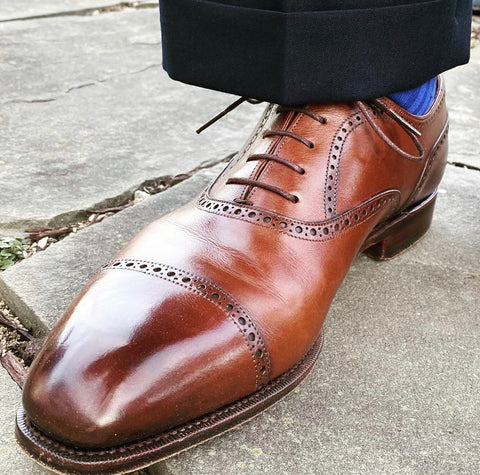 Carmina Shoemaker Brown Calfskin  Oxford, Cap Toe, Semi Brogue Shoe