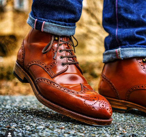 Carmina Shoemaker Light Brown Shell Cordovan Wingtip Boot – Pure Polish ...