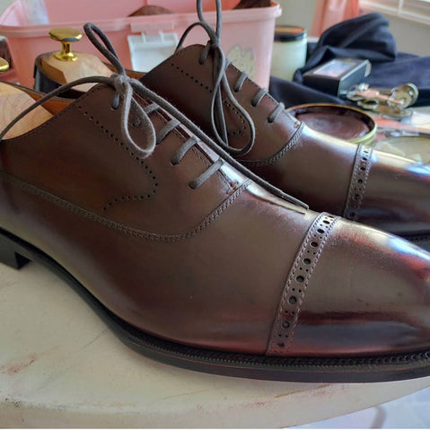CNES Shoemaker International Dark brown BR1-AM Oxford Cap Toe Shoe ...