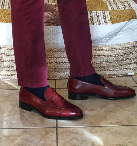 Cru Nonpareil Burgundy Calfskin Loafer Shoe