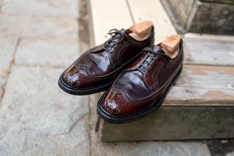Vintage Shell Cordovan longwing derbies given a High Shine on the toes