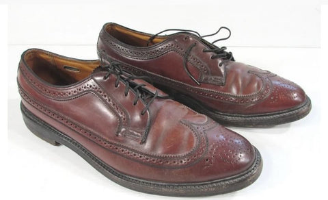 Vintage Florsheim Imperial longwing derbies before care or conditioning