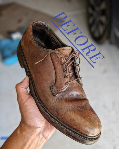 Vintage Florsheim Derby before being given a custom patina